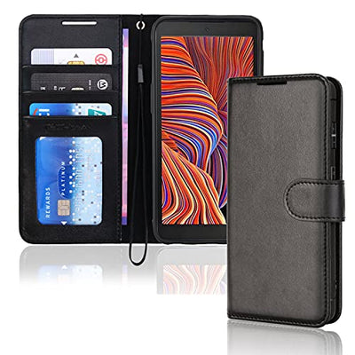 [Wallet Case] Protective Cover with Cash & Card Holder, Stand and Wrist Strap For Samsung Galaxy XCover 5