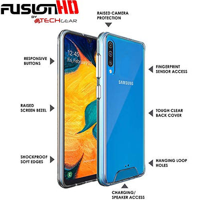 [Fusion HD Case] Shockproof Fused Gel Bumper & Hard Back Slim Clear Cover for Samsung Galaxy A50
