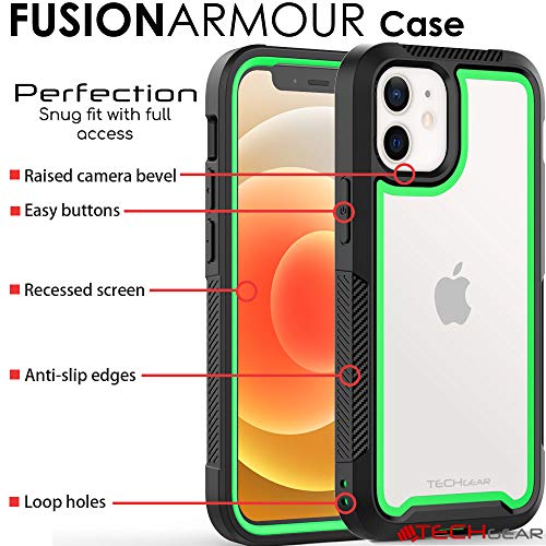 [Fusion Armour Case] Premium Slim Hybrid Tough Heavy Duty, Clear Back Bumper Case for iPhone 12 Mini