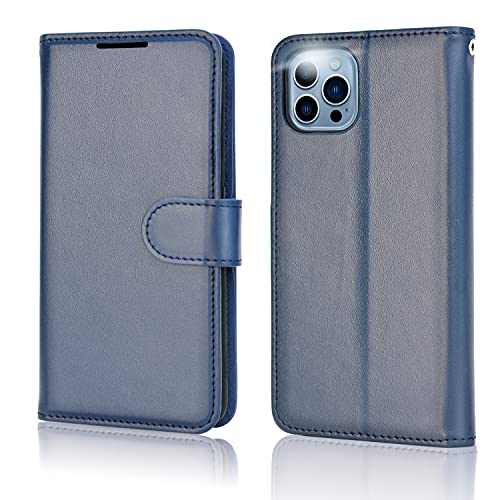 [Wallet Case] Protective Cover with Cash & Card Holder, Stand and Wrist Strap For Apple iPhone 13 Pro Max