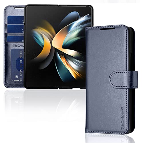 [Leather Wallet Case] Protective Cover with Cash & Card Holder, Stand and Wrist Strap For Samsung Galaxy Z Fold 4