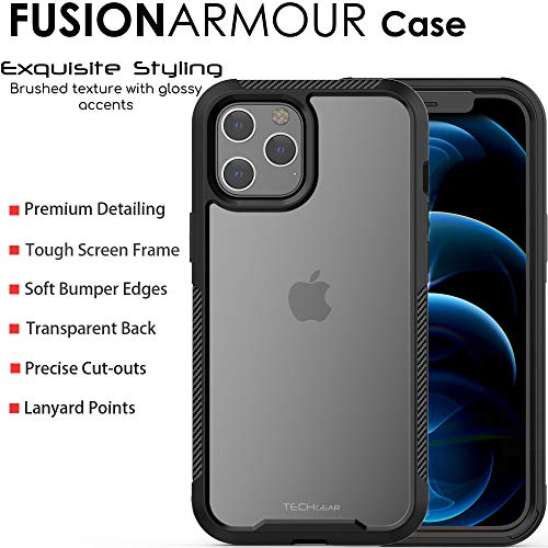 [Fusion Armour Case] Premium Slim Hybrid Tough Heavy Duty, Clear Back Bumper Case for iPhone 12 Pro Max