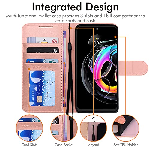 [Wallet Case] Protective Cover with Cash & Card Holder, Stand and Wrist Strap For Motorola Moto Edge 20 Lite