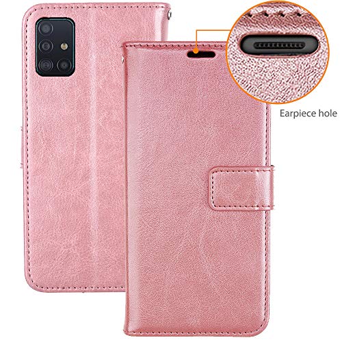 [Wallet Case] Protective Cover with Cash & Card Holder, Stand and Wrist Strap For Samsung Galaxy A71