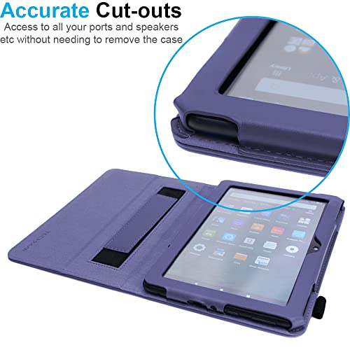 [Folio Case] Smart Cover Stand with Auto Sleep/Wake & Hand Strap For Amazon Fire HD 8" / HD 8" Plus (2024, 2022 & 2020 / 14th, 12th & 10th Generation)