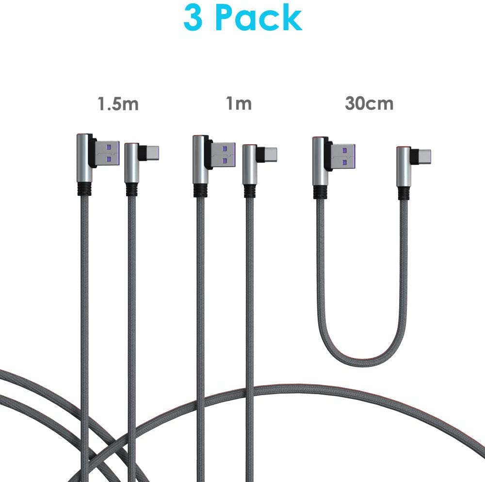 90 Degree Right Angle USB Type C Sync & Fast Charge Cable