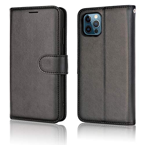 [Wallet Case] Protective Cover with Cash & Card Holder, Stand and Wrist Strap For Apple iPhone 12 Pro Max