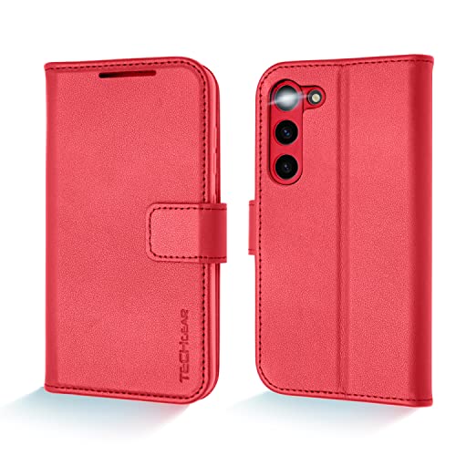 [Leather Wallet Case] Genuine Leather [RFID Blocking] Magnetic Flip Case with Card & Slots and Stand For Samsung Galaxy S23 Ultra
