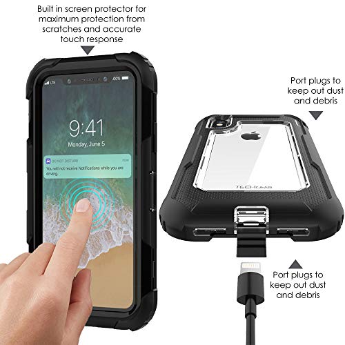 [Contender Case] iPhone XS Max Heavy Duty Case with Built-in Screen Protector, 360 [Full Body] Protective Cover with Kick Stand