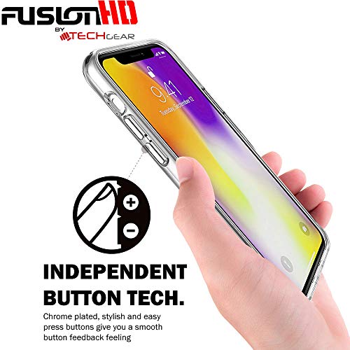 [Fusion HD Case] Shockproof Fused Gel Bumper & Hard Back Slim Clear Cover for iPhone 12 Pro