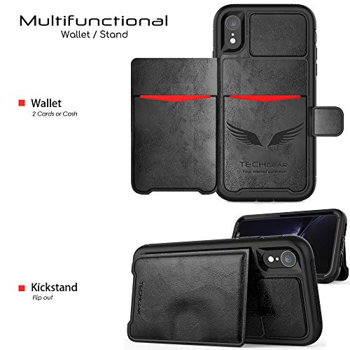 Tough Armoured Wallet 360 ShockProof Case with Card Slots & Stand for Apple iPhone XR