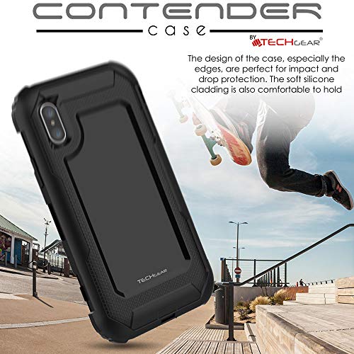 [Contender Case] iPhone XS, iPhone X Heavy Duty Case with Built-in Screen Protector, 360 [Full Body] Protective Cover with Kick Stand