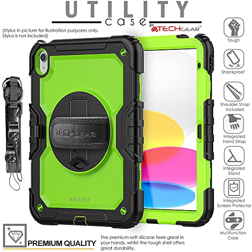 [UTILITY Case] Full Body Shockproof Case with Stand, Hand & Shoulder Strap for Apple iPad 11th & 10th Generation, iPad 2025 / 2022