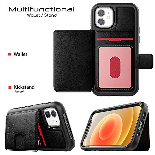 Tough Armoured Wallet 360 ShockProof Case with Card Slots & Stand for Apple iPhone 12 Mini