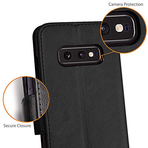 [Wallet Case] Protective Cover with Cash & Card Holder, Stand and Wrist Strap For Samsung Galaxy S10e