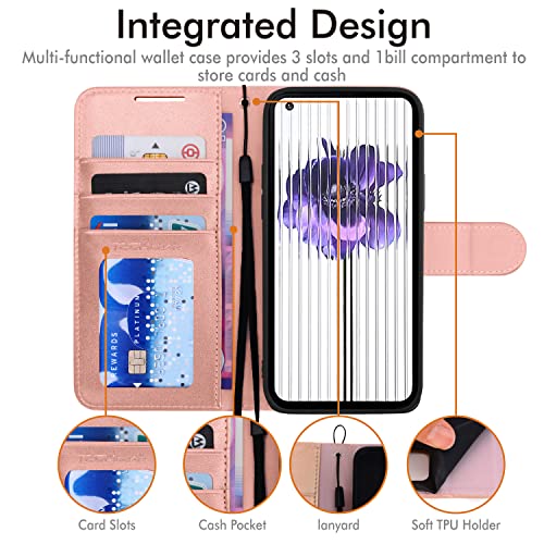 [Wallet Case] Protective Cover with Cash & Card Holder, Stand and Wrist Strap For Nothing Phone 1