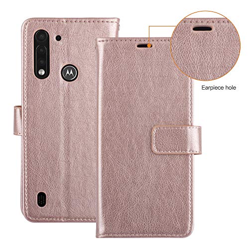 [Wallet Case] Protective Cover with Cash & Card Holder, Stand and Wrist Strap For Motorola Moto G8 Power Lite