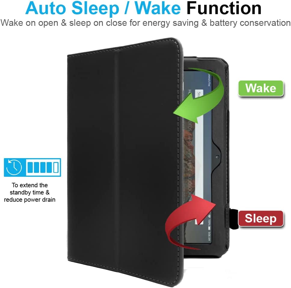 [Folio Case] Smart Cover Stand with Auto Sleep/Wake & Hand Strap For New Amazon Fire 7" (12th Generation / 2022)
