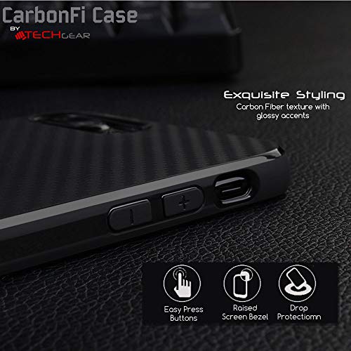 [CarbonFi Case] Flexible Shockproof  Slim Fit Case Cover with Carbon Fibre Detailing for iPhone XS Max 6.5"