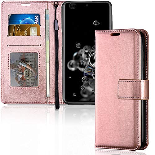 [Wallet Case] Protective Cover with Cash & Card Holder, Stand and Wrist Strap For Samsung Galaxy S20 Ultra