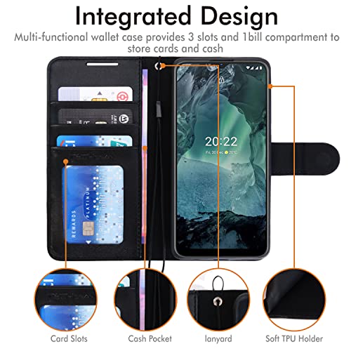 [Wallet Case] Protective Cover with Cash & Card Holder, Stand and Wrist Strap For Nokia G11 / G21