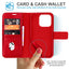 [Leather Wallet Case] Genuine Leather [RFID Blocking] Magnetic Flip Case with Card & Slots and Stand For iPhone 14 Pro