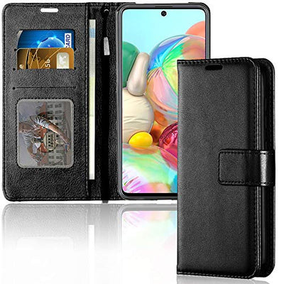 [Wallet Case] Protective Cover with Cash & Card Holder, Stand and Wrist Strap For Samsung Galaxy A71