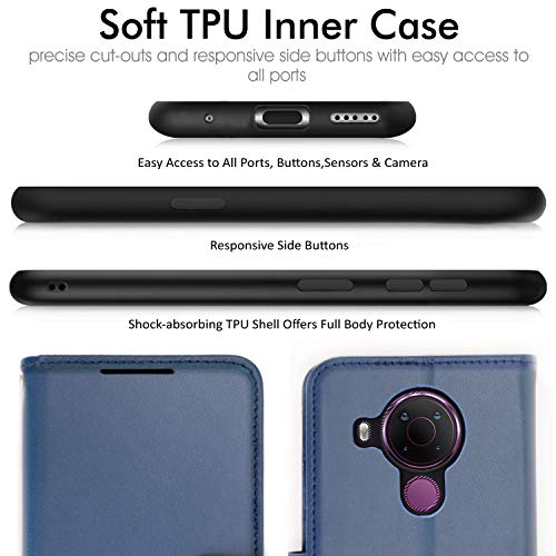 [Wallet Case] Protective Cover with Cash & Card Holder, Stand and Wrist Strap For Nokia 5.4