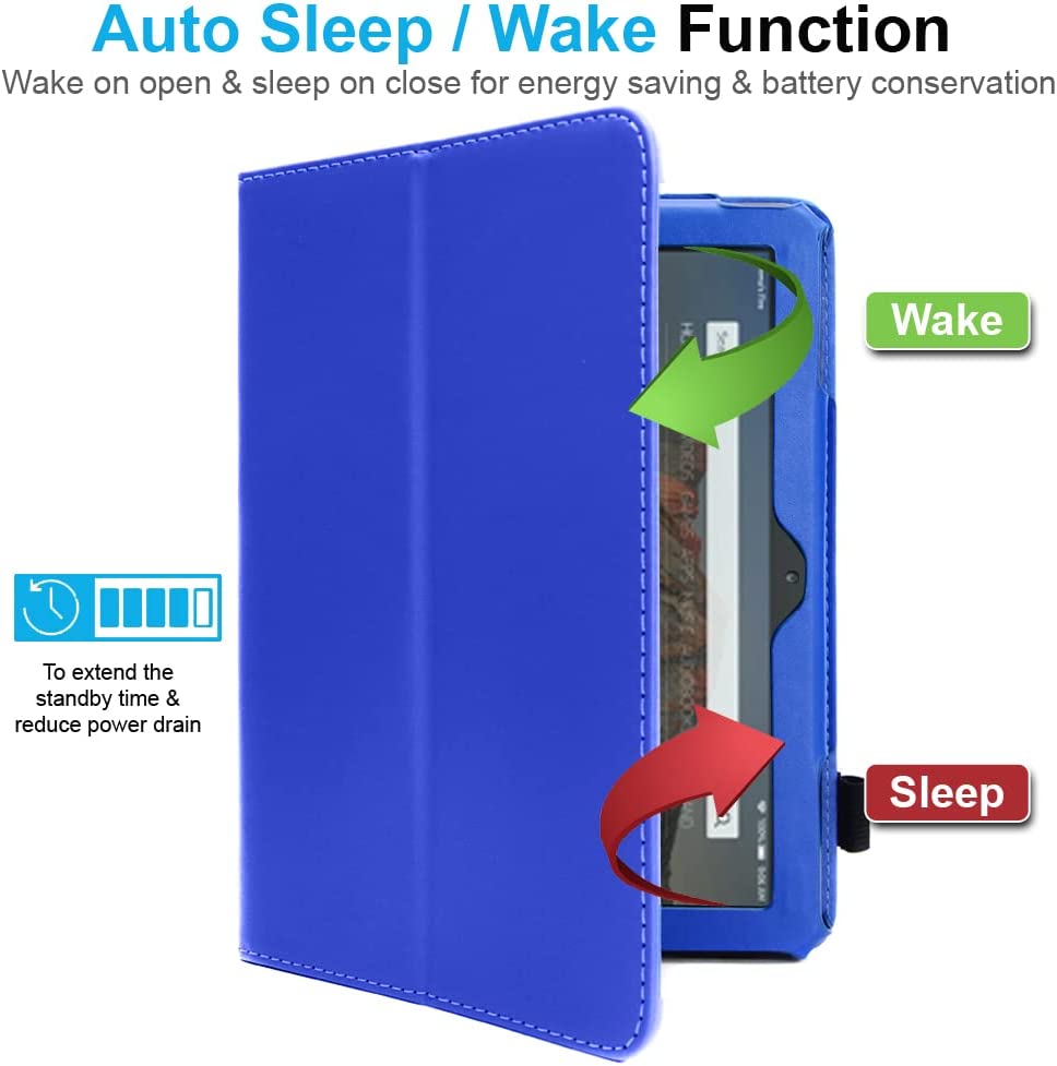 [Folio Case] Smart Cover Stand with Auto Sleep/Wake & Hand Strap For New Amazon Fire 7" (12th Generation / 2022)