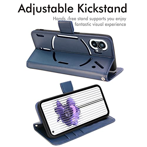 [Wallet Case] Protective Cover with Cash & Card Holder, Stand and Wrist Strap For Nothing Phone 1