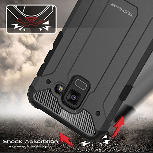 [Tough Armoured Case] ShockProof Dual-Layer Protective Heavy Duty Cover for Samsung Galaxy A8 2018