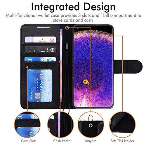 [Wallet Case] Protective Cover with Cash & Card Holder, Stand and Wrist Strap For Oppo Find X5 5G