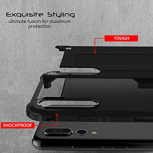 [Tough Armoured Case] ShockProof Dual-Layer Protective Heavy Duty Cover for Huawei P20 Pro