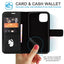 [Leather Wallet Case] Genuine Leather [RFID Blocking] Magnetic Flip Case with Card & Slots and Stand For iPhone 14 6.1"