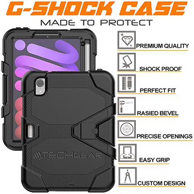 [G-SHOCK Case] Heavy Duty Long Survival Screen Protector Case for Apple iPad Mini 7 / Mini 6 8.3" [7th / 6th Generation]