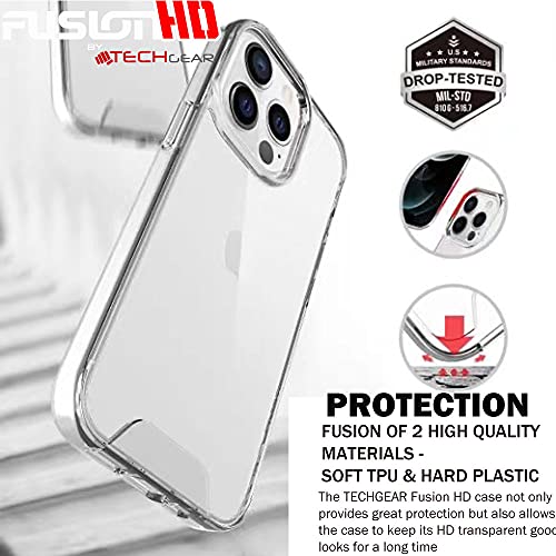 [Fusion HD Case] Shockproof Fused Gel Bumper & Hard Back Slim Clear Cover for iPhone 13