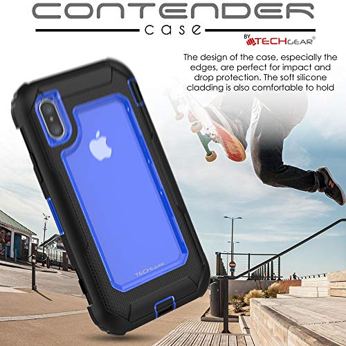 [Contender Case] iPhone XS Max Heavy Duty Case with Built-in Screen Protector, 360 [Full Body] Protective Cover with Kick Stand