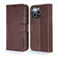 [Leather Wallet Case] Genuine Leather [RFID Blocking] Magnetic Flip Case with Card & Slots and Stand For iPhone 13 Pro