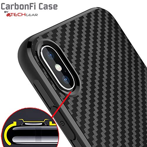 [CarbonFi Case] Flexible Shockproof  Slim Fit Case Cover with Carbon Fibre Detailing for iPhone XS Max 6.5"