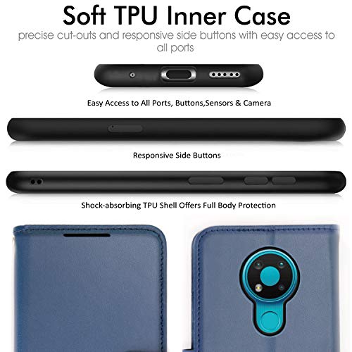 [Wallet Case] Protective Cover with Cash & Card Holder, Stand and Wrist Strap For Nokia 3.4
