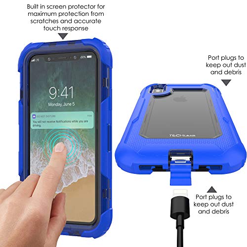 [Contender Case] iPhone XS Max Heavy Duty Case with Built-in Screen Protector, 360 [Full Body] Protective Cover with Kick Stand