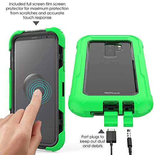 [Contender Case] Samsung Galaxy S9 Plus Heavy Duty Case with Built-in Screen Protector, 360 [Full Body] Protective Cover with Kick Stand