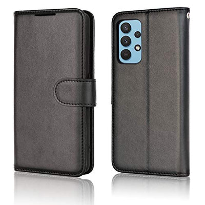 [Wallet Case] Protective Cover with Cash & Card Holder, Stand and Wrist Strap For Samsung Galaxy A32 5G