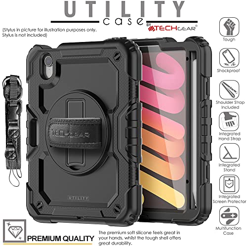 [UTILITY Case] Full Body Shockproof Case with Stand, Hand & Shoulder Strap for Apple iPad Mini 7 / Mini 6 8.3" [7th / 6th Generation]