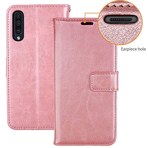 [Wallet Case] Protective Cover with Cash & Card Holder, Stand and Wrist Strap For Samsung Galaxy A50