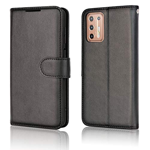 [Wallet Case] Protective Cover with Cash & Card Holder, Stand and Wrist Strap For Motorola Moto G9 Plus
