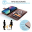 [Leather Wallet Case] Genuine Leather [RFID Blocking] Magnetic Flip Case with Card & Slots and Stand For iPhone 13 6.1"