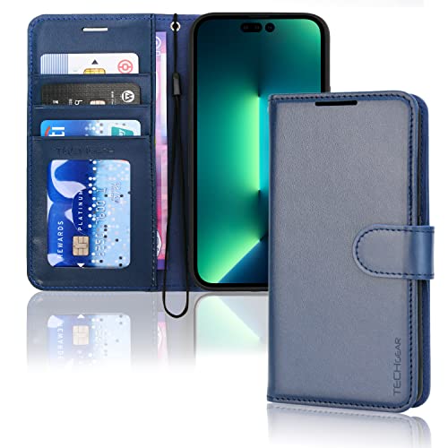 [Wallet Case] Protective Cover with Cash & Card Holder, Stand and Wrist Strap For Apple iPhone 14 Pro Max