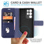 [Leather Wallet Case] Genuine Leather [RFID Blocking] Magnetic Flip Case with Card & Slots and Stand For Samsung Galaxy S22 Ultra
