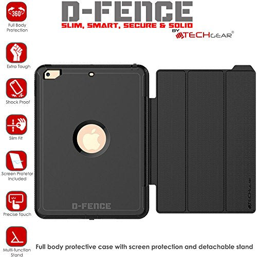 [D-FENCE Case] Tough & Rugged Smart Case For Apple iPad 9.7" (2018 / 2017)